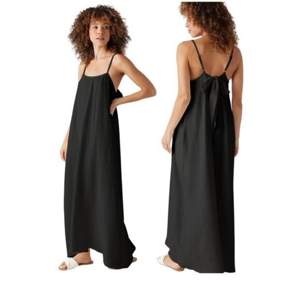 NWT Sole Los Angeles Joni Cotton Gauze Maxi Dress Black SZ XS/S - Picture 1 of 10